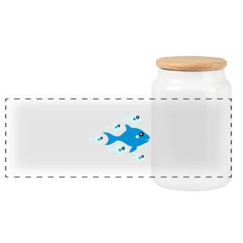 Cute Fish Babys And Mother - Panorama Keksdose mit Holzdeckel - Weiß - Vorne