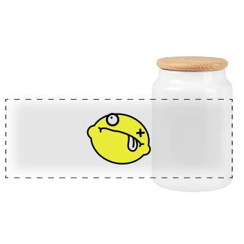 Dead Lemon Smiley - Panorama Keksdose mit Holzdeckel - Weiß - Vorne