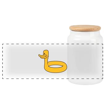 Duck Swimming Ring - Panorama Keksdose mit Holzdeckel - Weiß - Vorne