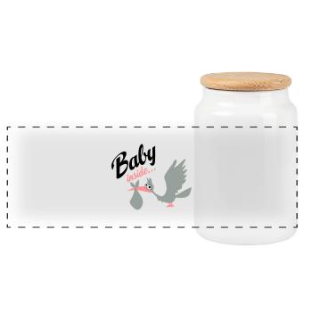 baby - Panoramic Cookie Jar with Wooden Lid - white - Front