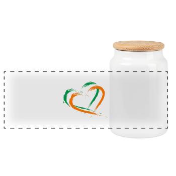 Heart brush flag Ireland flag colors design - Panoramic Cookie Jar with Wooden Lid - white - Front
