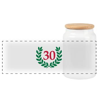 30 year anniversary - Panoramic Cookie Jar with Wooden Lid - white - Front