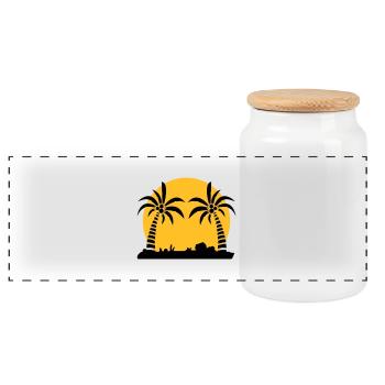 island_palm_sunset_ve2 - Panoramic Cookie Jar with Wooden Lid - white - Front
