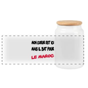 Mon coeur bat pour le Maroc - Boîte à biscuits avec couvercle en bois - blanc - Devant