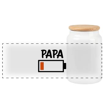 Dad - Battery empty - Panoramic Cookie Jar with Wooden Lid - white - Front