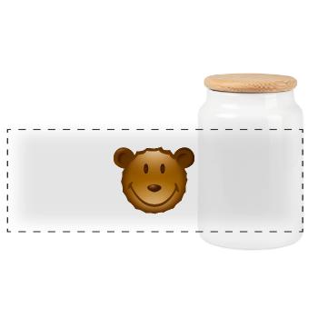 Smiley Teddy - Boîte à biscuits avec couvercle en bois - blanc - Devant