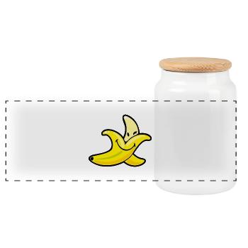 Smiley Banana - Boîte à biscuits avec couvercle en bois - blanc - Devant