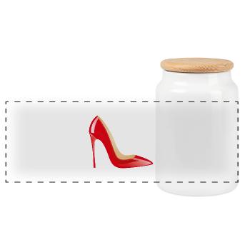 Smiley High Heels - Panoramic Cookie Jar with Wooden Lid - white - Front