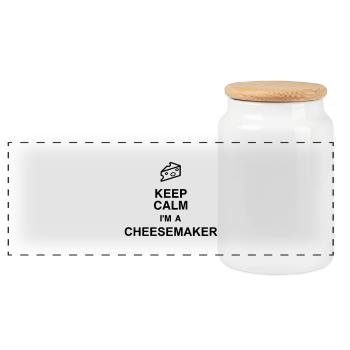 Fromager / Fromage / Travail / Métier / Job - Boîte à biscuits avec couvercle en bois - blanc - Devant