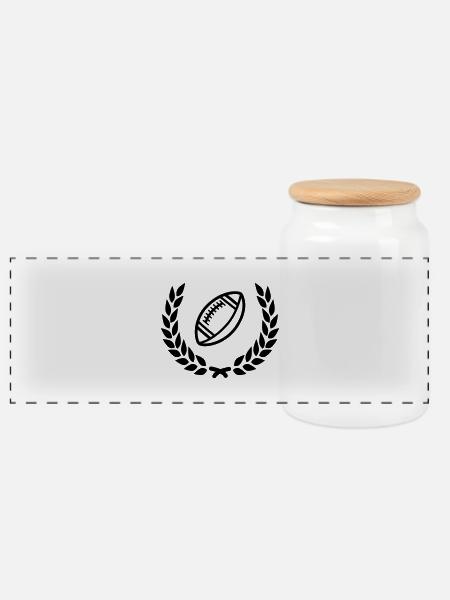 rugby - Panoramic Cookie Jar with Wooden Lid - white