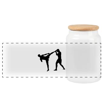 Kickboxing, Martial Arts - Panoramic Cookie Jar with Wooden Lid - white - Front