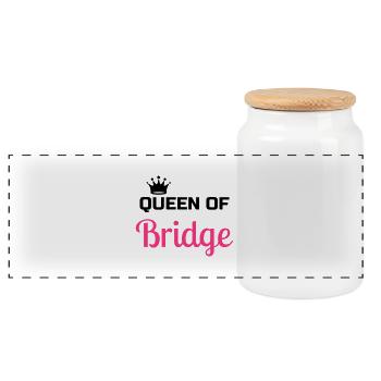 Bridge / Kartenspiel / Brettspiel / Whist - Panorama Keksdose mit Holzdeckel - Weiß - Vorne