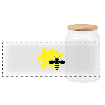 honey_wespe_01 - Panorama Keksdose mit Holzdeckel - Weiß - Vorne