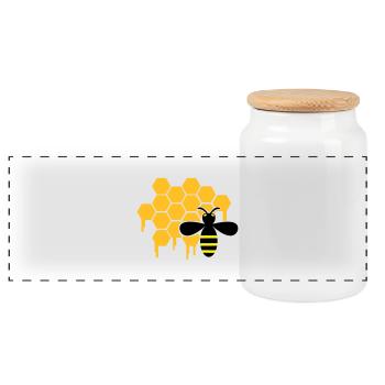 honey_wespe_02 - Panorama Keksdose mit Holzdeckel - Weiß - Vorne