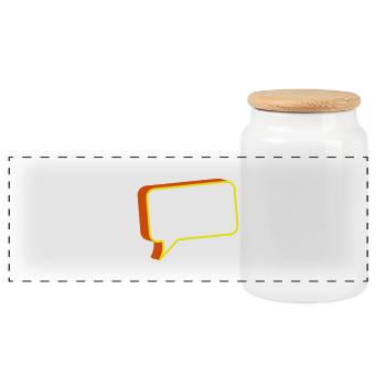 chat box - Panoramic Cookie Jar with Wooden Lid - white - Front