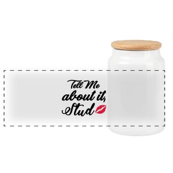 Tell me about it stud - Panorama Keksdose mit Holzdeckel - Weiß - Vorne