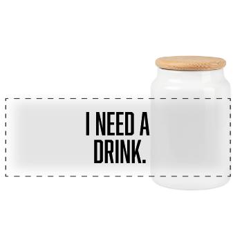 i need a drink - Panorama Keksdose mit Holzdeckel - Weiß - Vorne