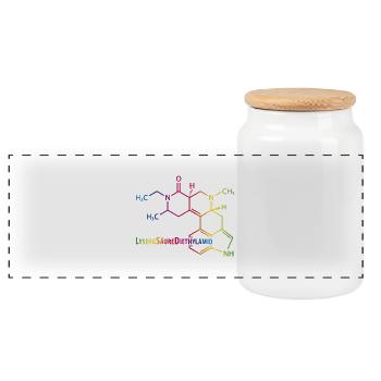 LSD Strukturformel bunter Regenbogen Drogen Rausch - Panorama Keksdose mit Holzdeckel - Weiß - Vorne