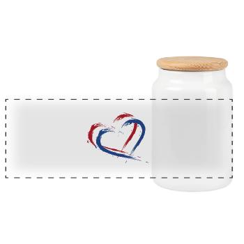 Flag of Netherlands flag colors heart - Panoramic Cookie Jar with Wooden Lid - white - Front