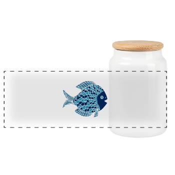 Poisson Bleu - Boîte à biscuits avec couvercle en bois - blanc - Devant