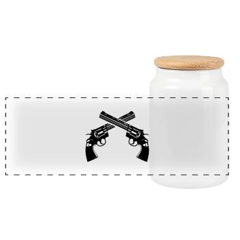 waffen - Panoramic Cookie Jar with Wooden Lid - white - Front