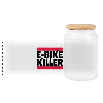 E BIKE KILLER - Panorama Keksdose mit Holzdeckel - Weiß - Vorne