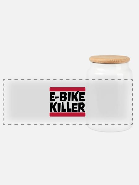 E BIKE KILLER - Panorama Keksdose mit Holzdeckel - Weiß