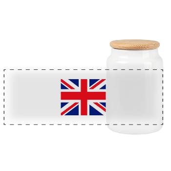 Union Jack face mask - Panoramic Cookie Jar with Wooden Lid - white - Front