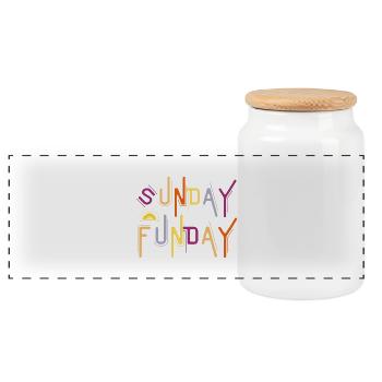 Sunday Funday - Funny Drinking - Panoramic Cookie Jar with Wooden Lid - white - Front