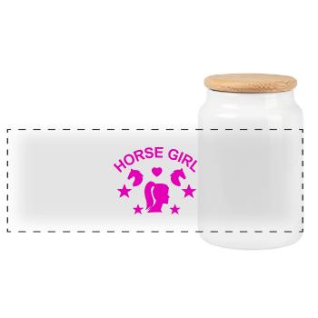Cheval - Boîte à biscuits avec couvercle en bois - blanc - Devant