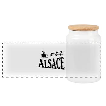 Alsace Christmas Storks - Panoramic Cookie Jar with Wooden Lid - white - Front