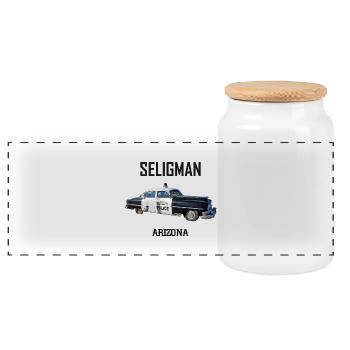 Oldtimer, Seligman, Arizona, Straße 66 USA - Panorama Keksdose mit Holzdeckel - Weiß - Vorne