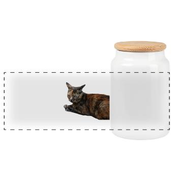 Cat Kitten Funny Cat Shirt Gift - Panoramic Cookie Jar with Wooden Lid - white - Front