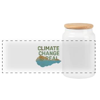 Climate change is real - Panoramic Cookie Jar with Wooden Lid - white - Front