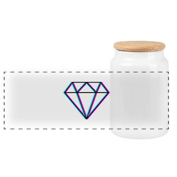 Diamant - Neonfarben Design - Panorama Keksdose mit Holzdeckel - Weiß - Vorne