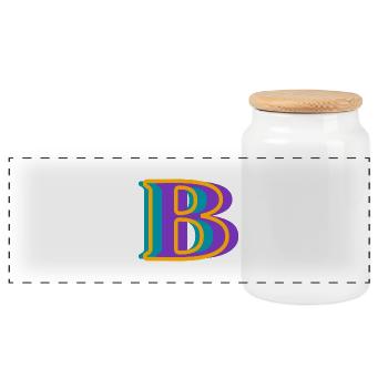 Multicoloured letter b - original gift idea - Panoramic Cookie Jar with Wooden Lid - white - Front