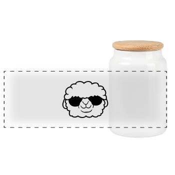 Schaf Sonnenbrille Party Schäfchen Lamm Cool Kopf - Panorama Keksdose mit Holzdeckel - Weiß - Vorne