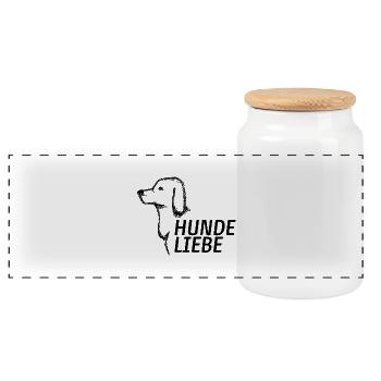 Dog Love, black - Panoramic Cookie Jar with Wooden Lid - white - Front
