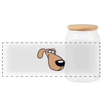 Hund Gesicht Lustig Albern Komisch Verrückt Comic - Panorama Keksdose mit Holzdeckel - Weiß - Vorne