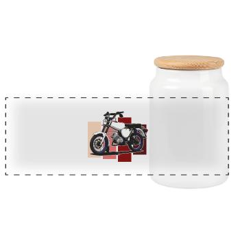 S51 (weiß) // Illustration - Panorama Keksdose mit Holzdeckel - Weiß - Vorne