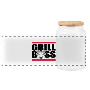 griller - Boîte à biscuits avec couvercle en bois - blanc - Devant