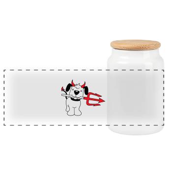 Chien Diable Satan Enfer Mal Trident Cornes Cool - Boîte à biscuits avec couvercle en bois - blanc - Devant