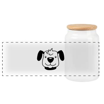Visage de chien Petit Tête d’animal de compagnie Mignon - Boîte à biscuits avec couvercle en bois - blanc - Devant