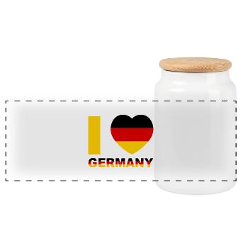 J’aime l’Allemagne Drapeau Coeur - Boîte à biscuits avec couvercle en bois - blanc - Devant
