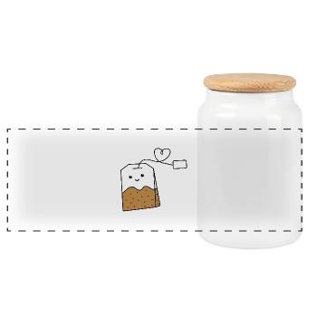 Sachets de thé kawaii - Boîte à biscuits avec couvercle en bois - blanc - Devant