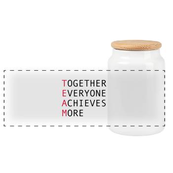 Team - Panoramic Cookie Jar with Wooden Lid - white - Front