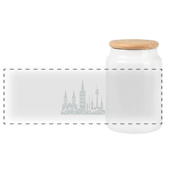 Horizon de Bonn - Boîte à biscuits avec couvercle en bois - blanc - Devant