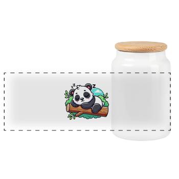 Panda endormi sur une branche - Boîte à biscuits avec couvercle en bois - blanc - Devant