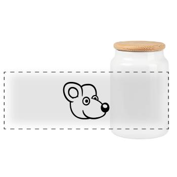 Mouse Mouse Cute Little Rat Rodent Friendly - Panoramic Cookie Jar with Wooden Lid - white - Front