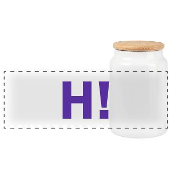 H point d'exclamation - Boîte à biscuits avec couvercle en bois - blanc - Devant